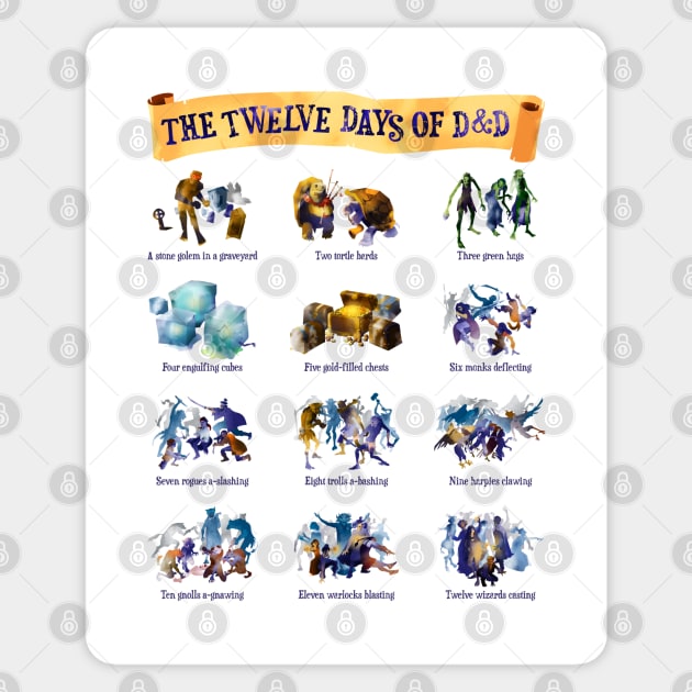 The twelve days of D&D Sticker by Inchpenny